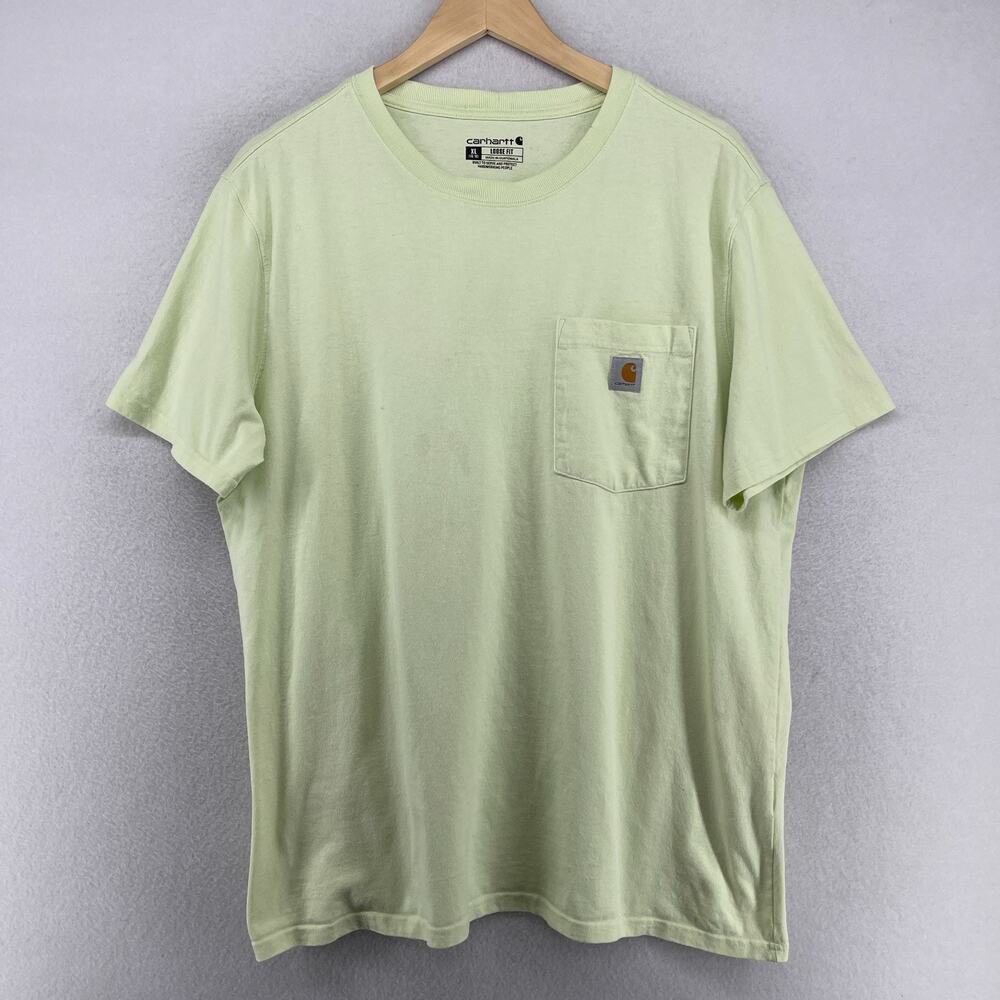 CARHARTT Top Womens XL Iconic K87 Pocket Tee Loose Fit Short Sleeve Cotton Green